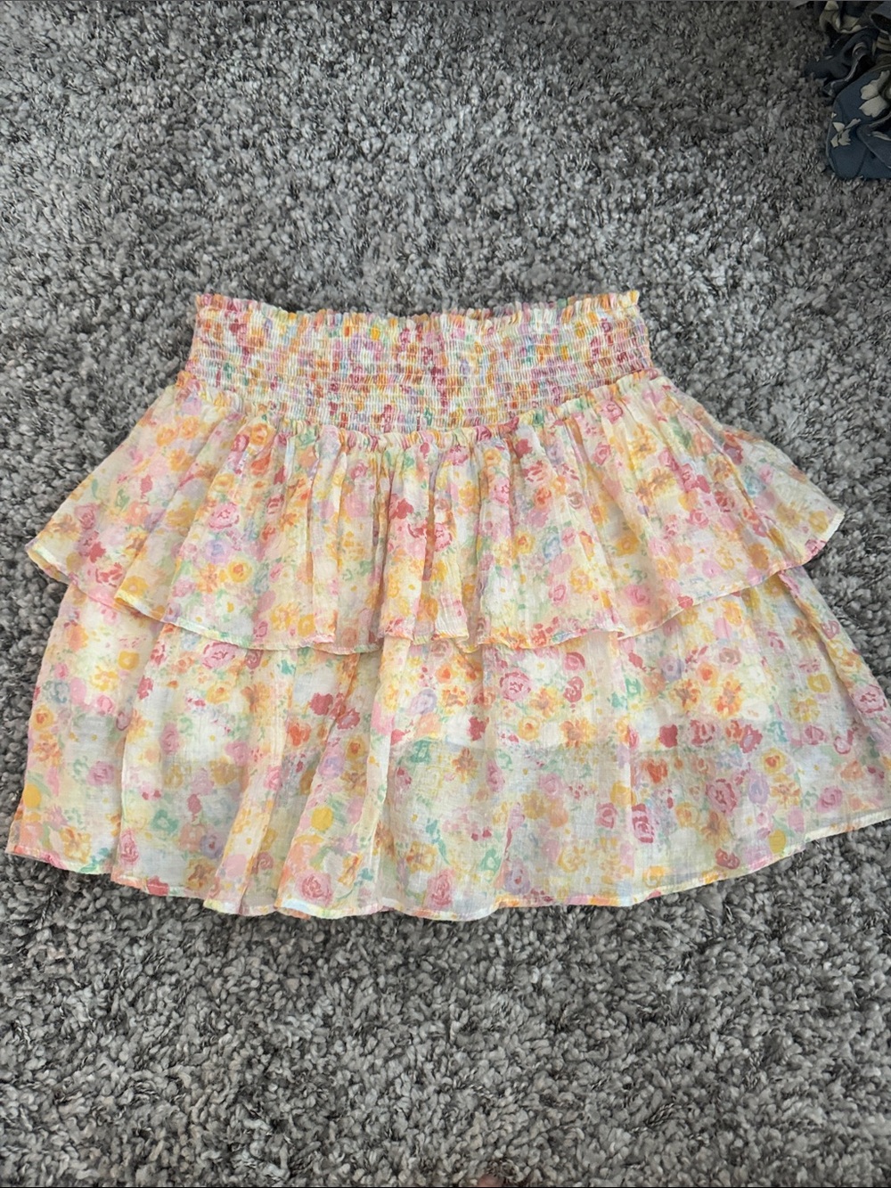 MINKPINK Pastel Floral Tiered Ruffle Mini Skirt